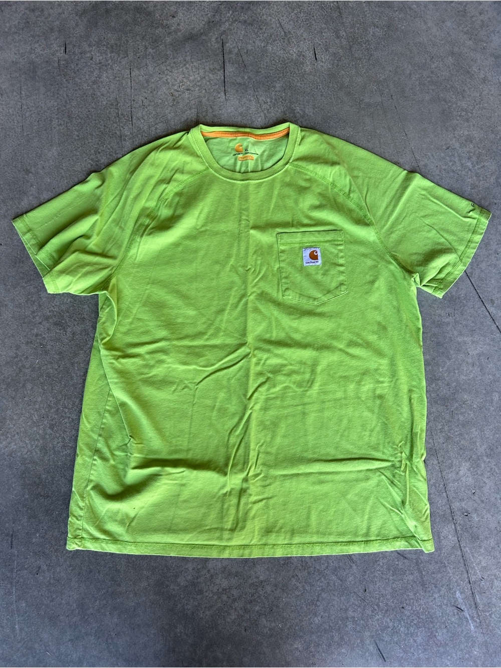 Carhartt Force Men’s XL Relaxed Fit Pocket T-Shirt Lime Green Workwear